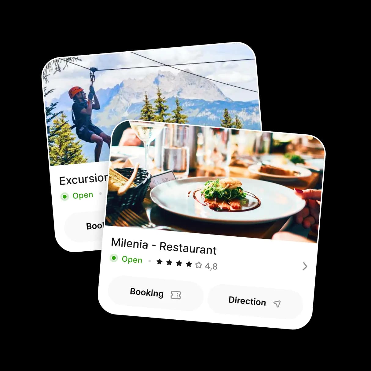 Fiches restaurant et excursion recommandées depuis le livret